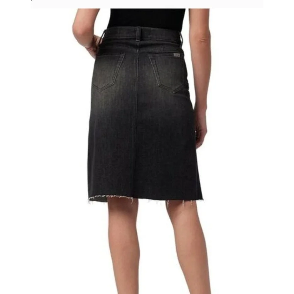 Joes Jeans Skirt Women‎ 28 Black Denim High Rise Nerine Raw Hem Front Slit